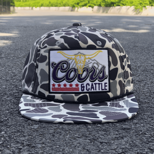 Coors Cattle Retro Vintage Camo Rope brim Snapback Hat