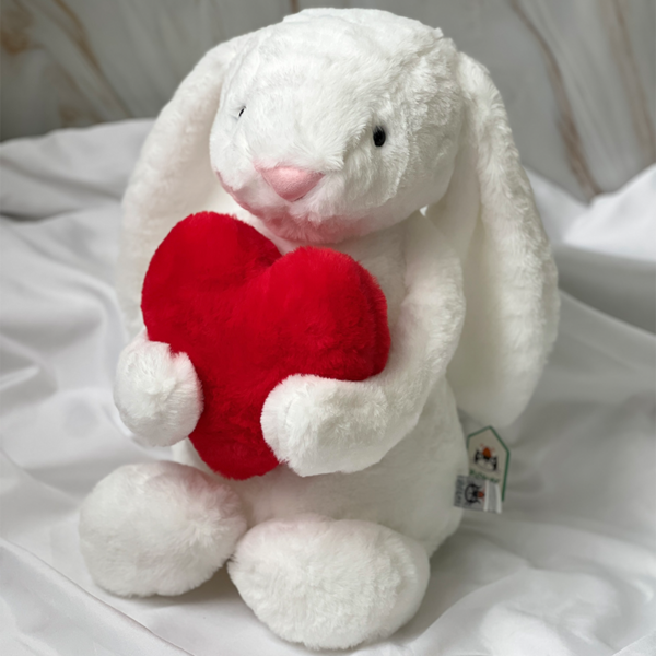 Jelly Cat Bunny Holding Red Heart