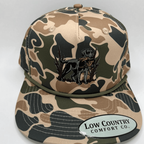 Lab Duck Old School Camo 5 panel performance rope hat by Riverbed Threads